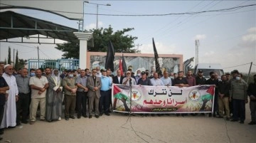 Gazze'de, İsrail hapishanelerinde kesat grevini sürdüren İslami Cihad mensuplarına dayanak noktası göste