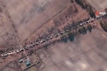 Kiev'e ilerleyici 64 kilometrelik Rus askeri konvoyu görüntülendi