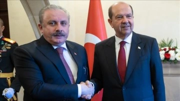 TBMM Başkanı Mustafa Şentop KKTC Cumhurbaşkanı Ersin Tatar ile ortak araya geldi