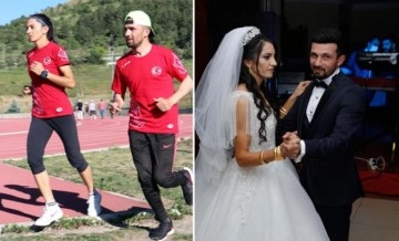 Yarışlar sebebiyle evlenemeyen milli atletler hayal ettikleri düğünü yaptı